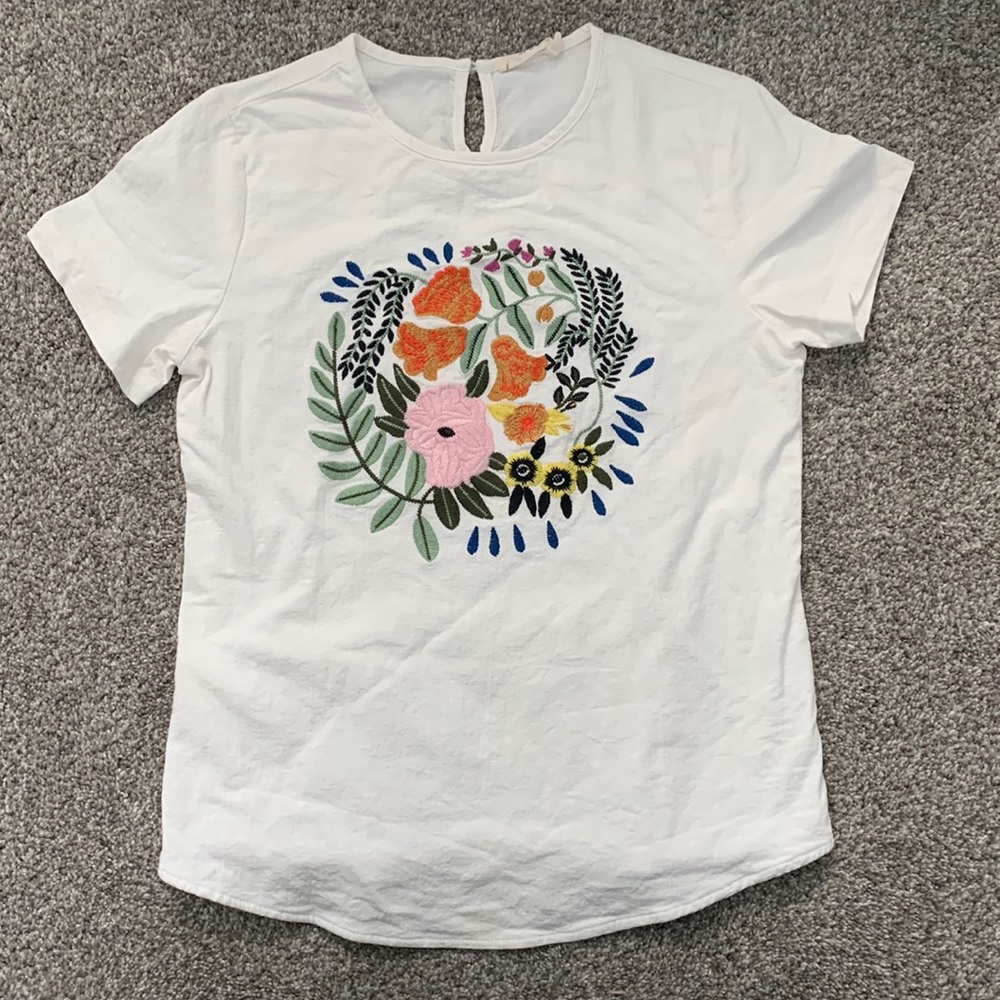 Roolee cream llinen embroidered top